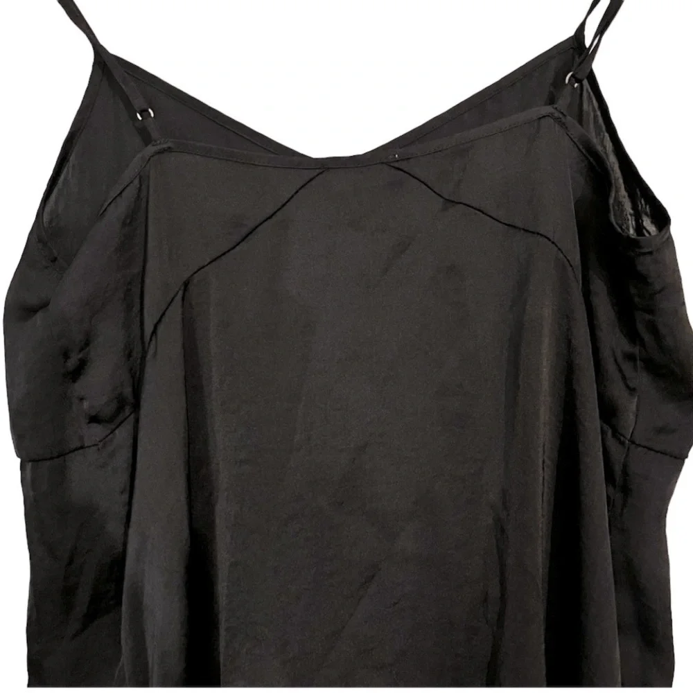 Free People Intimately Black Slip Dress Size Small Satin Spaghetti Straps LBD